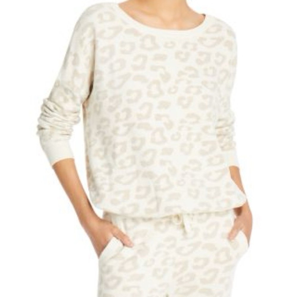 Barefoot Dreams Cream Leopard Print Set